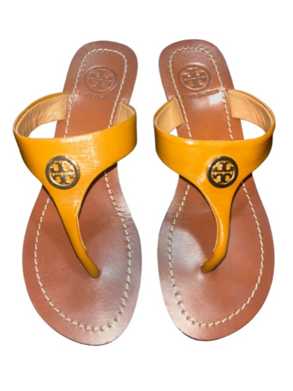 ✨Tory Burch Cameron
Patent Leather Wedge Sandals - Poppy Royal Tan Size 5M✨